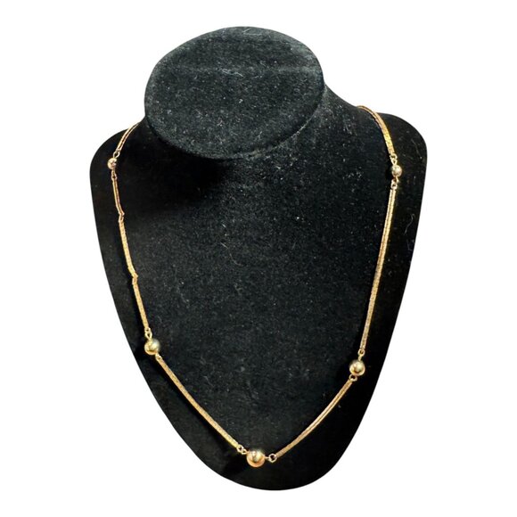 Vintage Gold-Tone Avon Necklace With Beaded Accents & Oval Tag - Picture 7 of 8